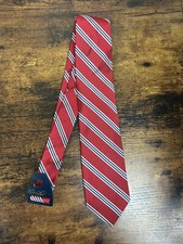 Brooks Brothers Red With Navy  White Stripes Tie 100 Silk Men's Necktie 58"