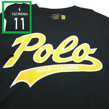 POLO RALPH LAUREN T-Shirt -L- BLACK YELLOW SPELLOUT TAZ MANIA SLIM CREATE PONY