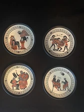 Vintage Vatican Museum Replica Souvenir Greek Mini Plates Coasters Lambrou Bros