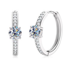 Moissanite Huggie Hoop Earrings for Women D VVS1 925 Sterling Silver
