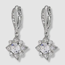$177 Oscar De La Renta Women's Silver Delicate Crystal Drop Earrings