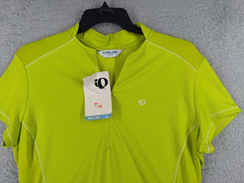 Camiseta deportiva de ciclismo Pearl Izumi para mujer extra grande patrón de diamantes verdes 1/4 cremallera polietileno Foto 4 de 4