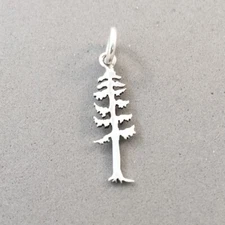 .925 Sterling Silver HEMLOCK TREE CHARM Pendant Evergreen Forest NEW 925 GA38