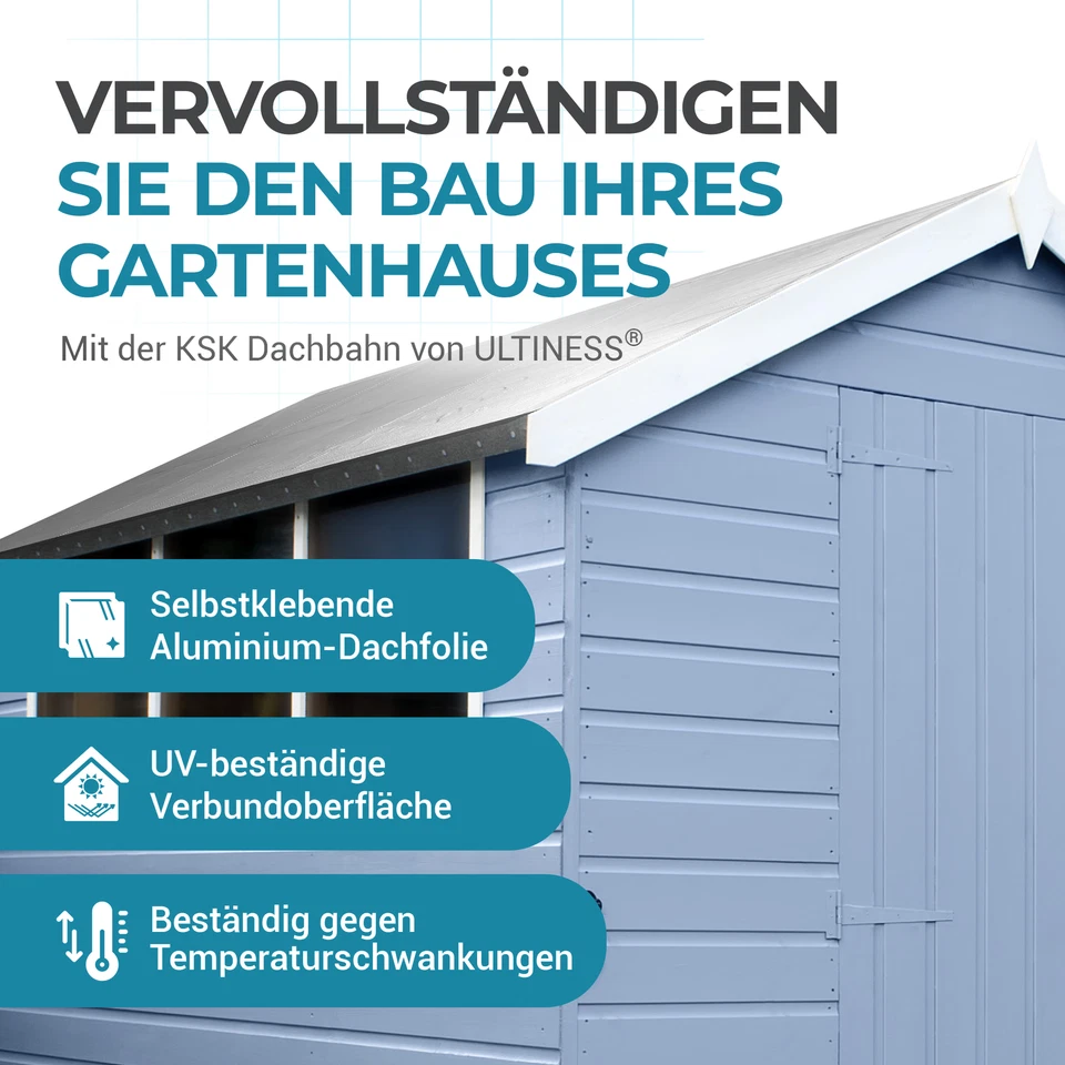 5m² Dachfolie UV-beständig Selbstklebend Bitumendachbahn Alubeschichtung - Bild 2 von 4