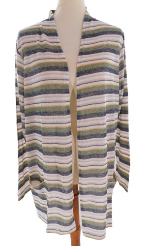 Large Cardigan Indigo and Green Stripes 