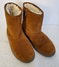 Cat  Jack Chestnut Suede Ankle Boots Girls Youth 5 Faux Shearling Lining