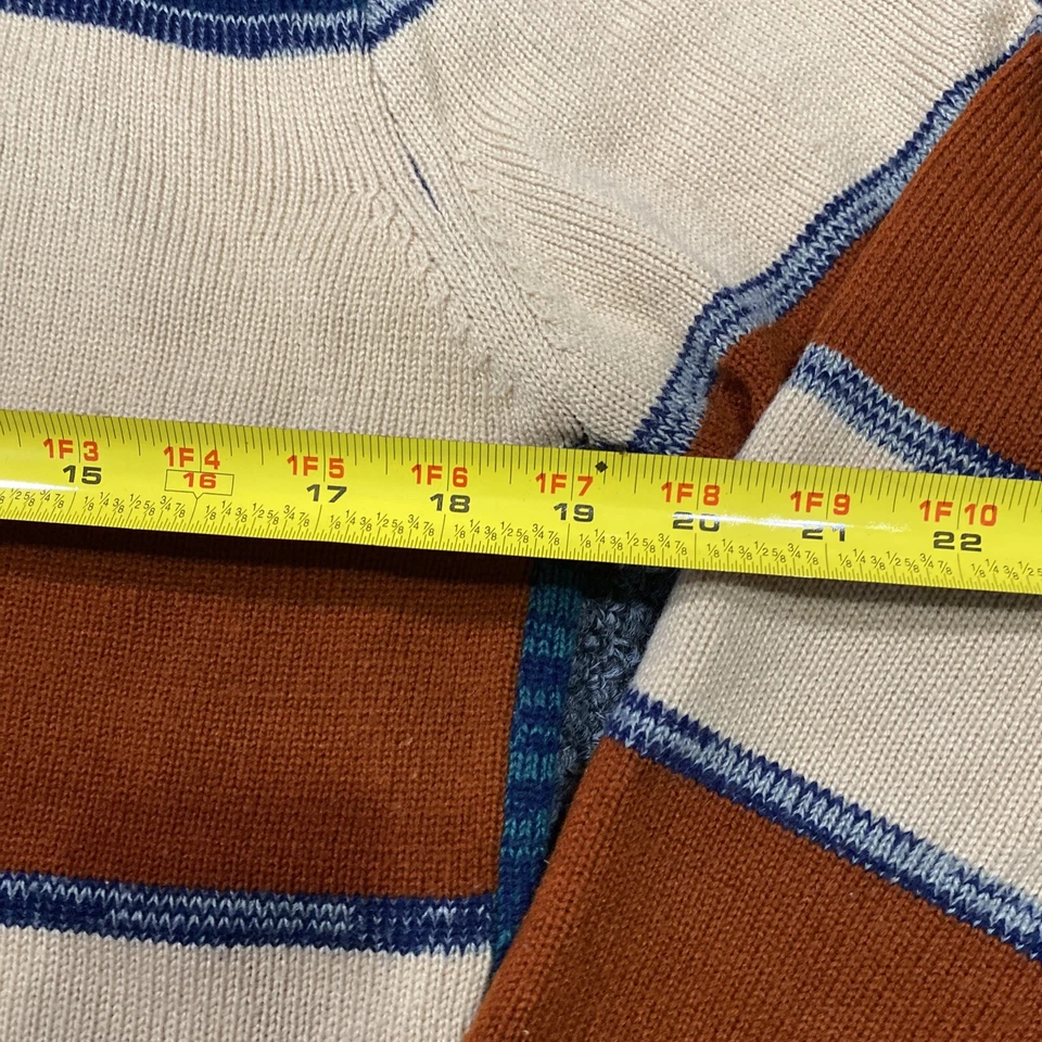 80s Vintage Mens M Novelty Print Sweater JC Penney Striped Indian Heads - Image 3 of 4