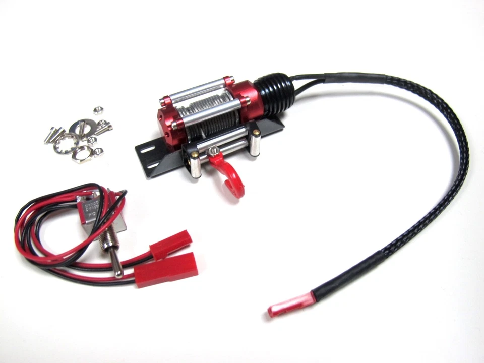 Cabrestante de metal negro con control remoto para oruga RC 1:10 Foto 4 de 4