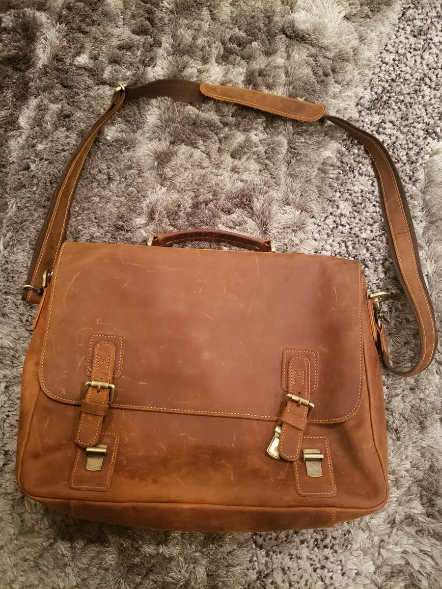 Kattee leather cheap shoulder laptop briefcase