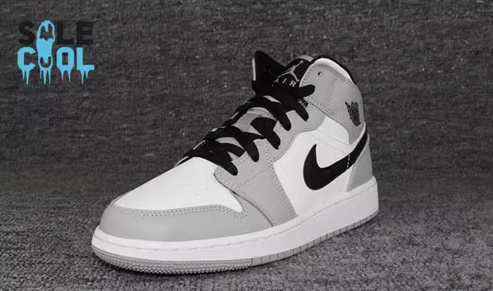 Nike Air Jordan 1 AJ1 Mid GS Light Smoke Grey Black White