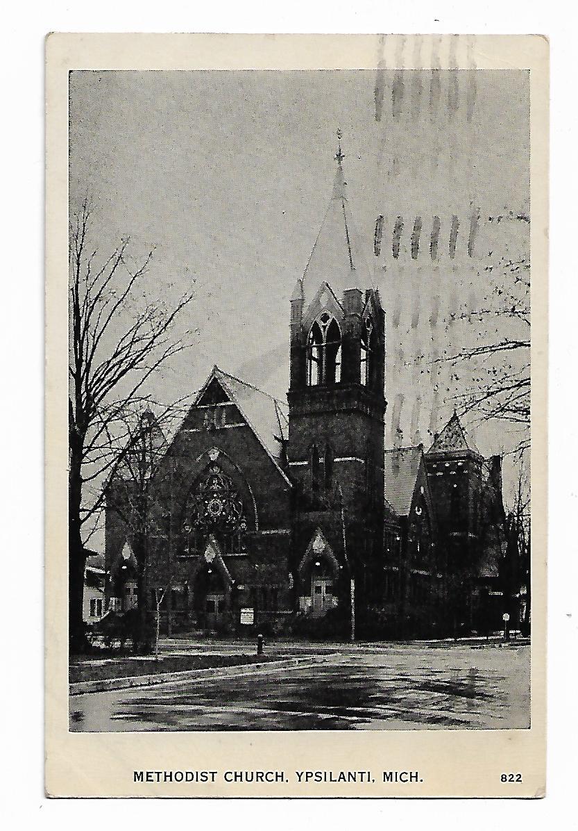 1933 Postcard Methodist Church Ypsilanti Michigan Star Paper Co