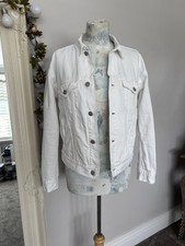 Polo Ralph Lauren Women’s Distressed White Denim Trucker Jacket Size Small