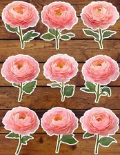 Beautiful Pink Flower Die Cut Vinyl Stickers Set Scrapbooking Laptop Waterbottle