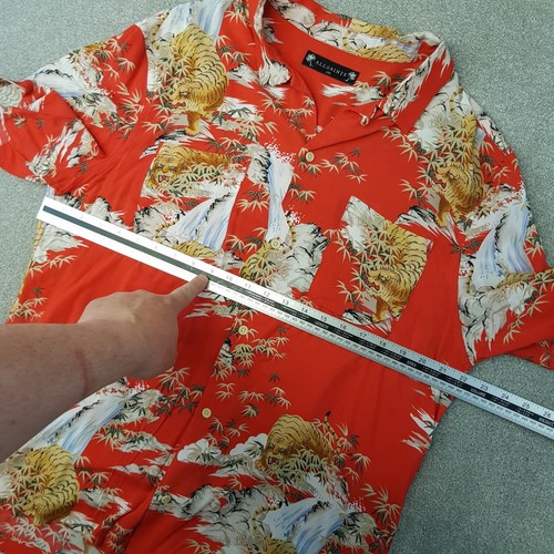 All Saints Mens Shirt 2XL XXL Red Indo Tiger Animal Print Oriental Tropical SS - 第 6/12 張圖片