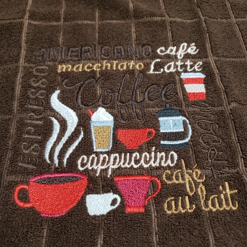 Coffee Theme Personalized Embroidered Hand Tea Towel - Picture 3 of 4