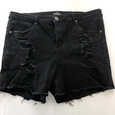 Haute Curve Premium Denim Distressed Black Jean Shorts 3X A366/