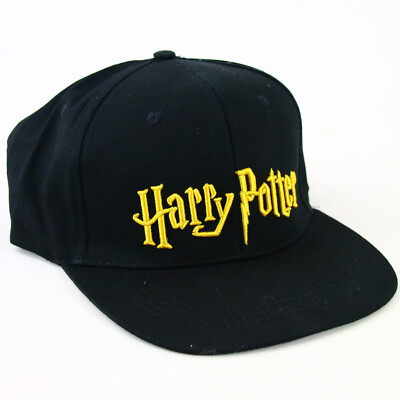 Official Offizielle Harry Potter Schwarz Gelb Schritftzug Logo Mütze Cap NEU