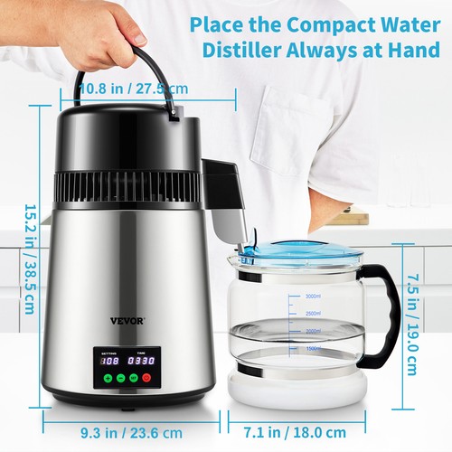 VEVOR 4L Wasser Destilliergerät Edelstahl 304 Water Distiller Wasserdestillierer - Bild 7 von 12