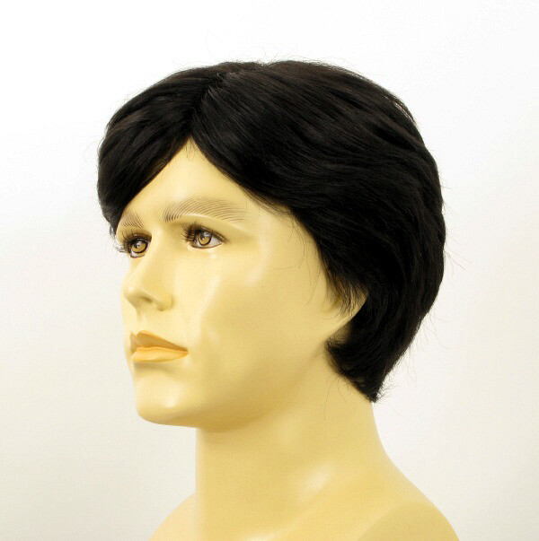 Perruque homme cheveux naturels noirs BERNARD 1B complément capillaire