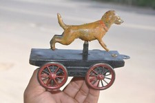 Vintage Fine Litho Runnig Dog Pull Along Tin Toy , France 