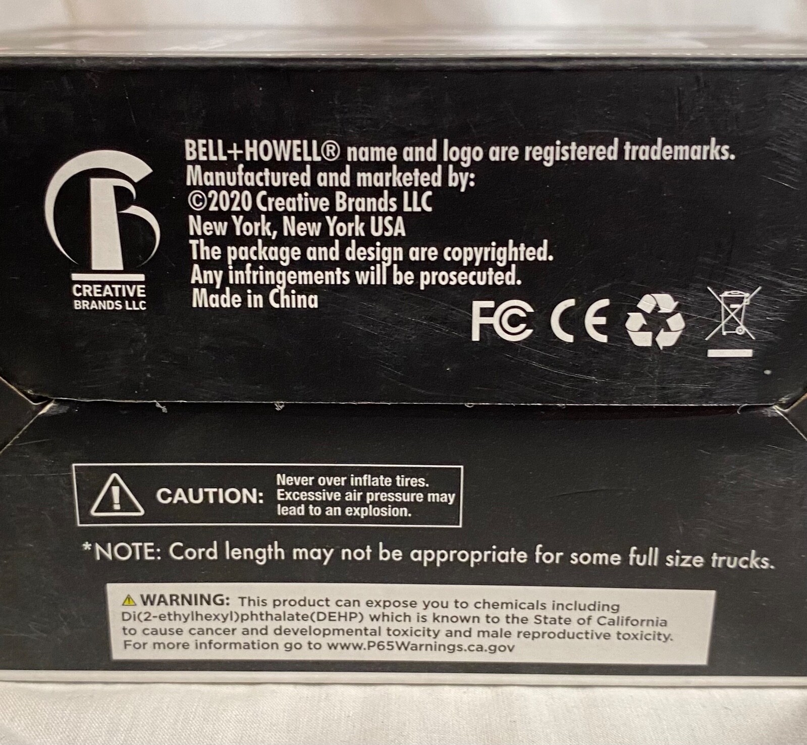 BELL+HOWELL 300 PSI Portable Air Compressor w/LED Light 12V Auto Tire Inflator