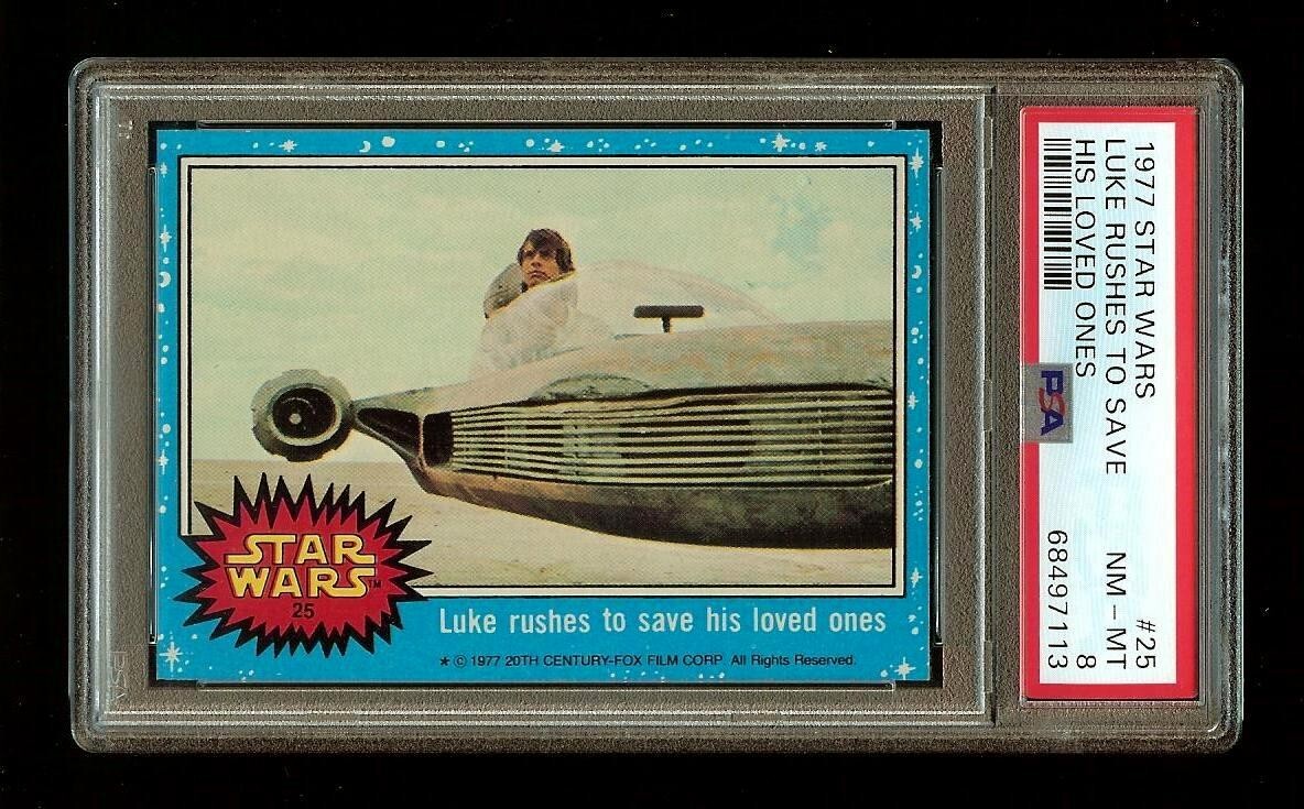 1977 Topps Star Wars #25 Luke rushes to save his loved ones PSA 8 #2271