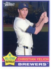 2025 Topps Heritage Chrome # 10 Christian Yelich, Milwaukee Brewers
