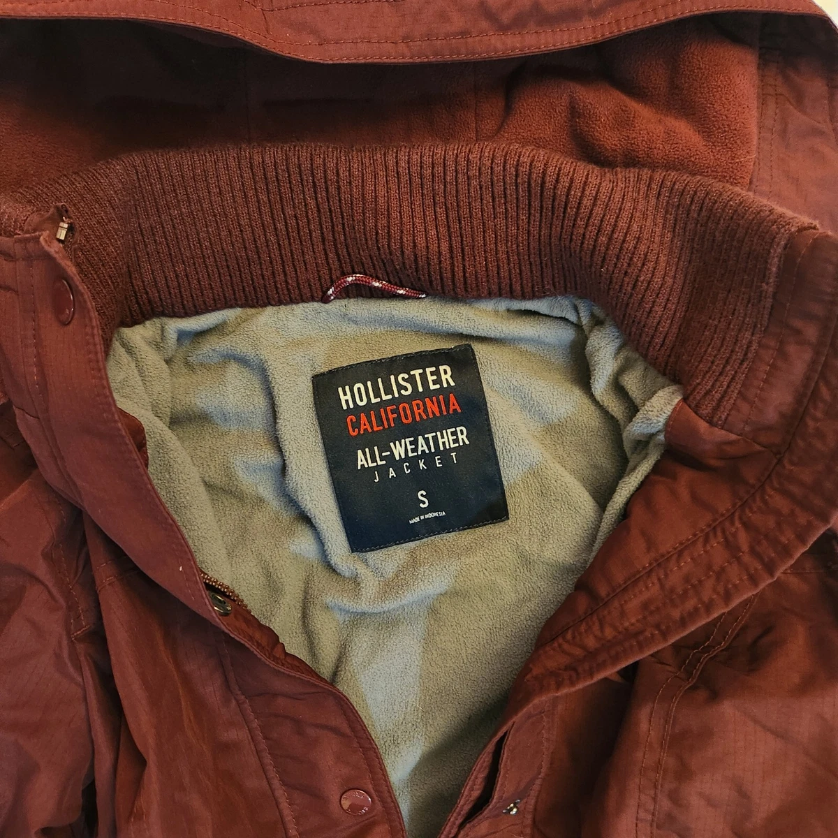 Hollister California All Weather Women's Jacket, Size Small Maroon with  Hood