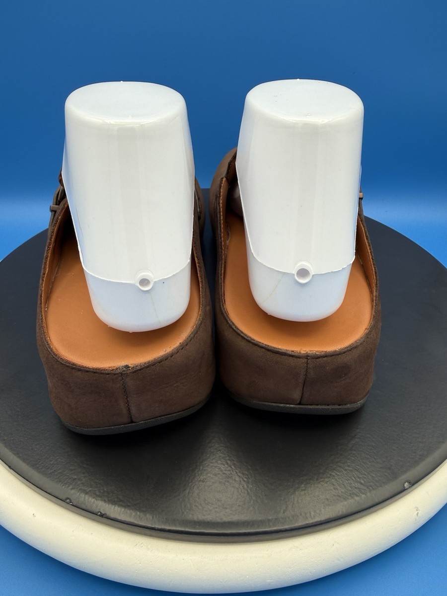 FitFlop Shuv Buckle-Strap Clogs Womens Size 8 Brown Nubuck Slip On