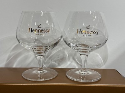 Two (2) Vintage Hennessy Cognac Gold Trim Snifter Glasses - 4 1/2'' Tall