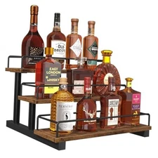  Liquor Bottle Display Shelf, Coffee Syrup Rack Organizer, 3 Tier Wine Rack 
