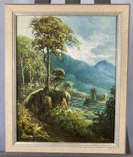 Signed Oil On Canvas: Presumed View Of Bali Indonesia Ubud School ?Jakarta