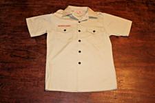 Boy Scouts of America BSA Youth Shirt Tan Large Plain No Patches Short Sleeve