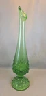 Fenton Swung Art Glass Vintage Bud Vase Spring Green Hobnail 9.5"