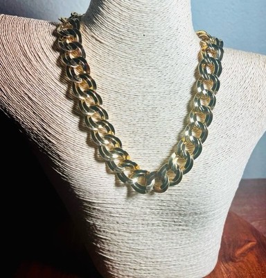 Vintage Monet Bold Curb Parallel Link Gold-tone Necklace