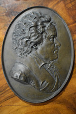 Schöne Bronze Wandteller, Beethoven mit Widmung 1927, 23cm hoch, Top Zustand!!!
