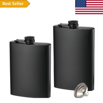 Elegant Stainless Steel Hip Flask Set - 8oz & 12oz with Funnel, Leakproof Design