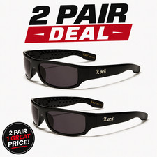 Locs All Black Classic Cholo Ganster Wrap Around Biker Sunglasses