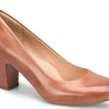Sofft Lana Camel Leather Round Toe Heels Women’s 6