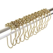 12pcs Crochets Anneaux de Rideau de Douche en Acier Inoxydable Chromé - Doré