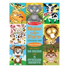 Melissa Doug Make-a-Face Sticker Pad - Crazy Animals, 20 Faces, 5 Sticker ...