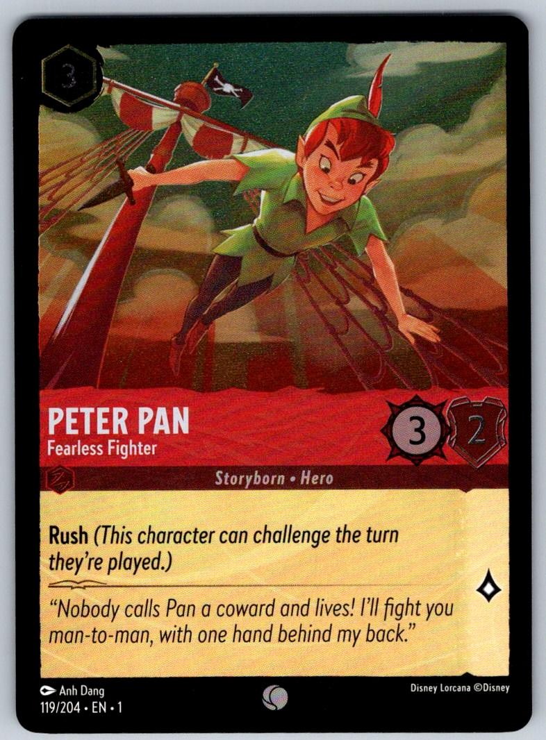 Peter Pan - Fearless Fighter 119/204 The First Chapter Lorcana Cold Foil NM