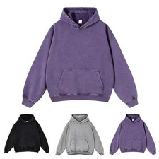 Washed Finish Washed Hoodie Long Sleeve Hooded Neckline Regular Length