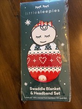 Little Sleepies Festive Fair IsleSwaddle Blanket And Headband Set NEW