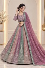 Heavy Faux Georgette Lehenga Choli Set Embroidery Sequin Work Dupatta
