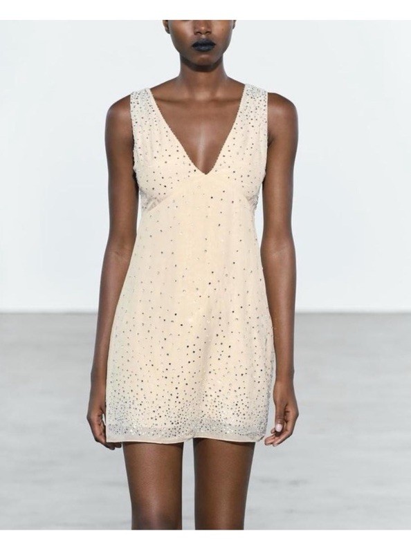 beaded mini dress zara Zara Zara BEADED MINI DRESS 49.90