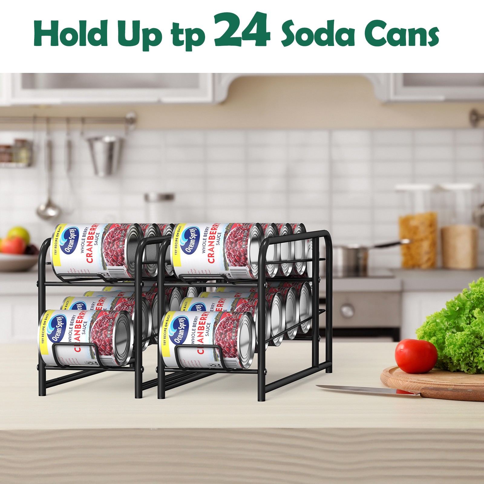 2 Packs Can Organizer for Pantry, Stackable Soda Can Dispenser Rack for Cabinet