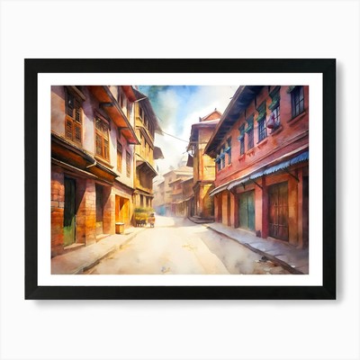 Kathmandu Nepal A Vintage Illustrat Gerahmtes Wandbild Poster Leinwanddruck Bild