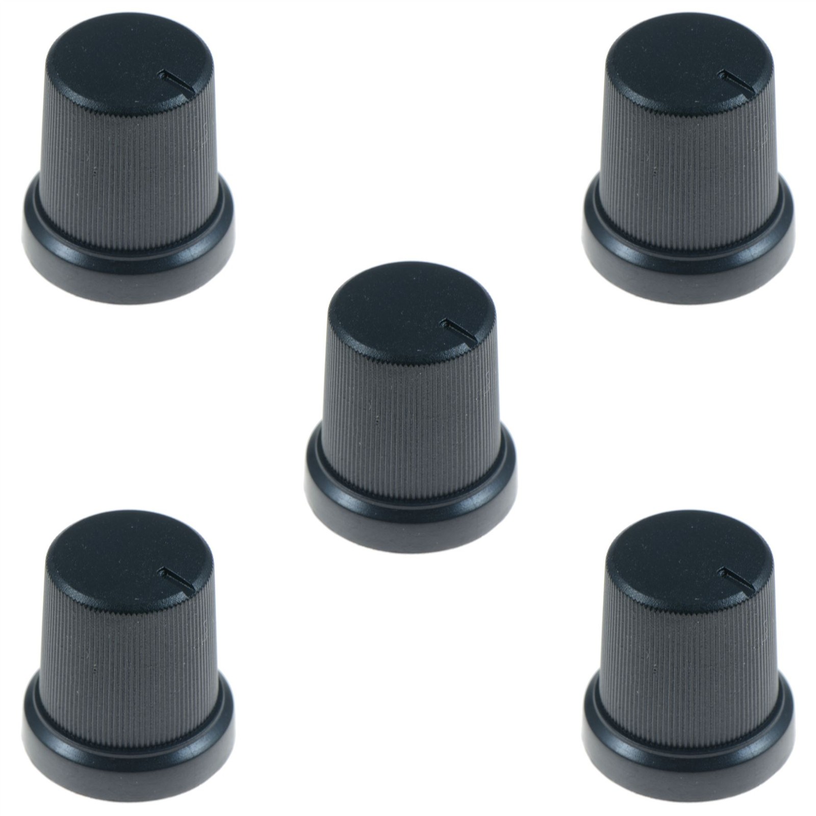 5 x Black 6mm Knurled Shaft Potentiometer Switch Knob