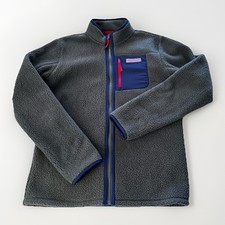 Vineyard Vines Boys Sherpa Jacket Full Zip Sz 18 XL Charcoal Gray Blue